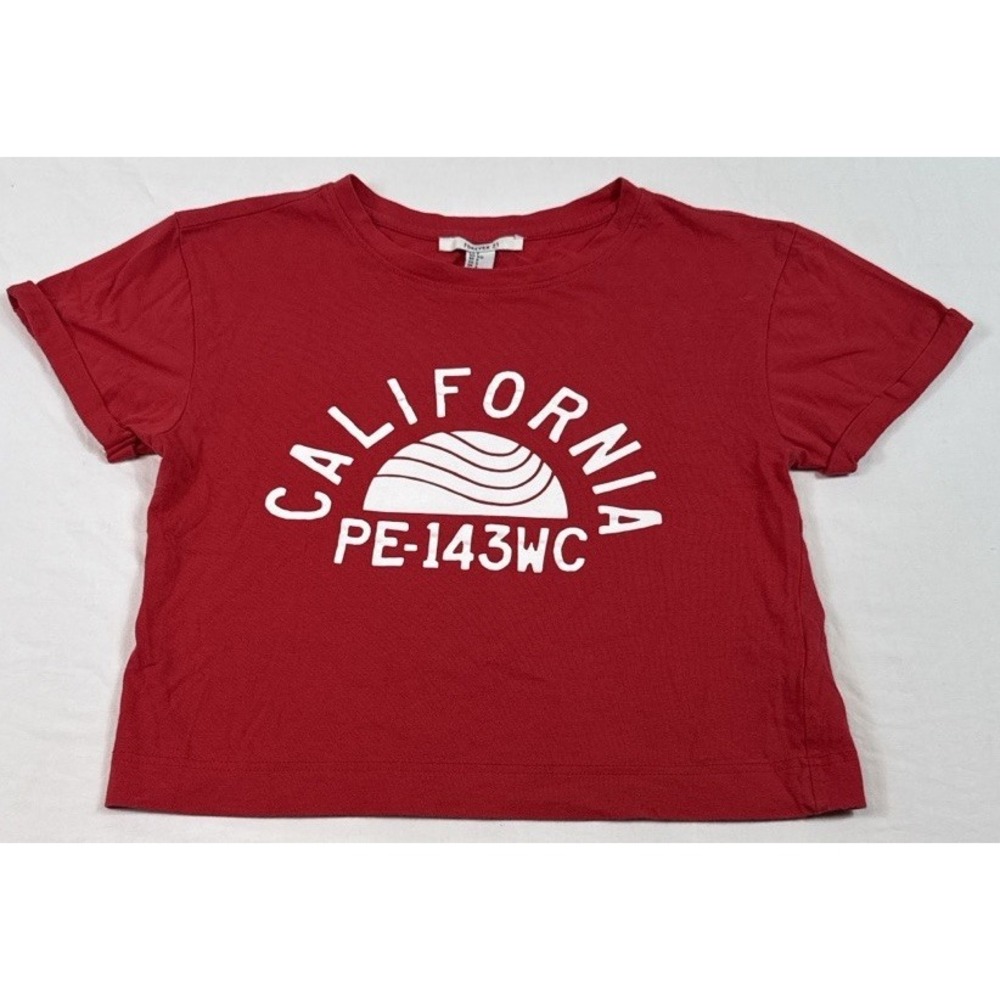 Forever 21 Crop‎ Tee California Graphic Red Baby Tee Small